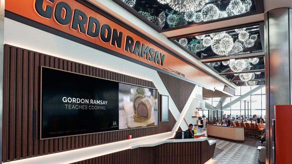 Digital signage screen in Gordon Ramsey Group restaurant