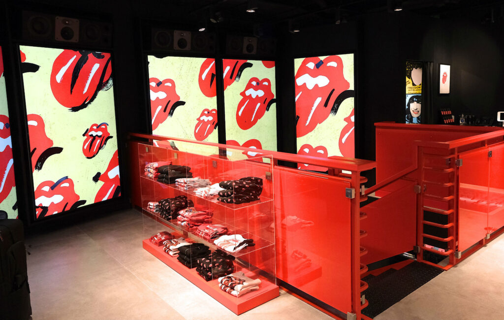 The AV experience in Rolling Stones flagship store in London.