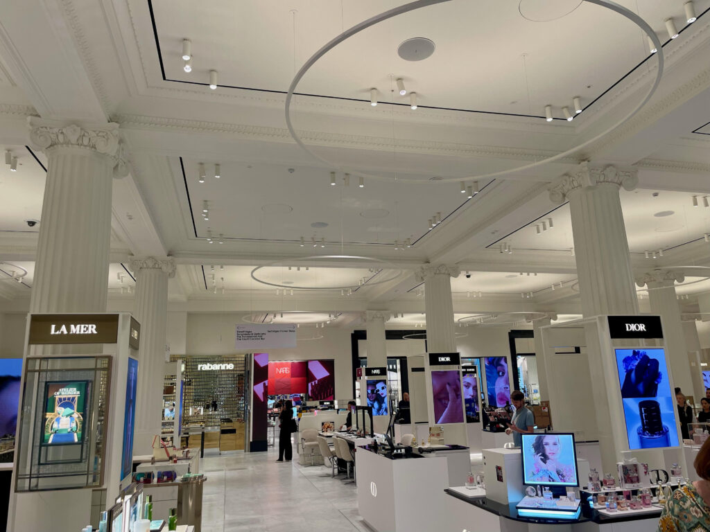 audio system in Selfridges Beauty Hall